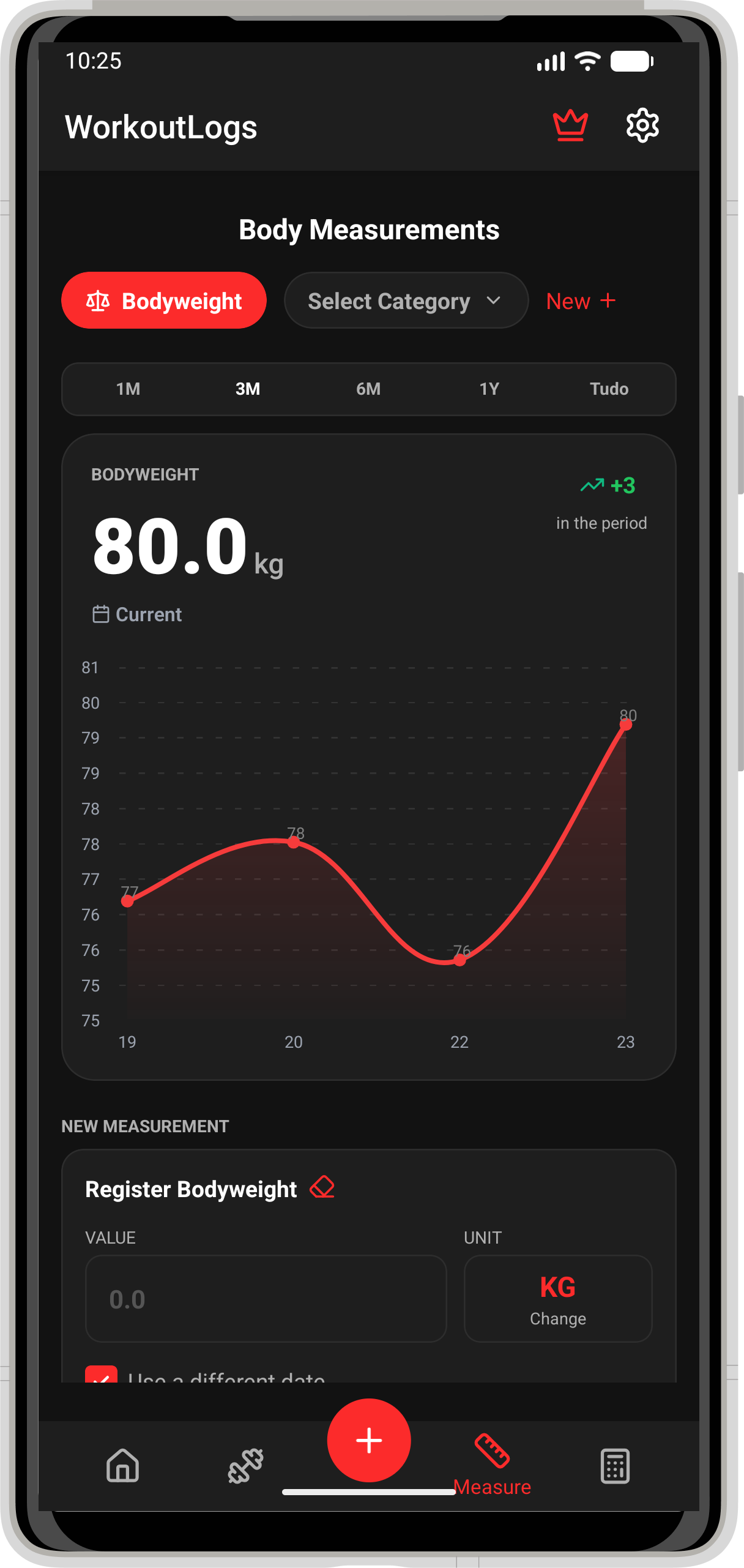 Workout logging screen
